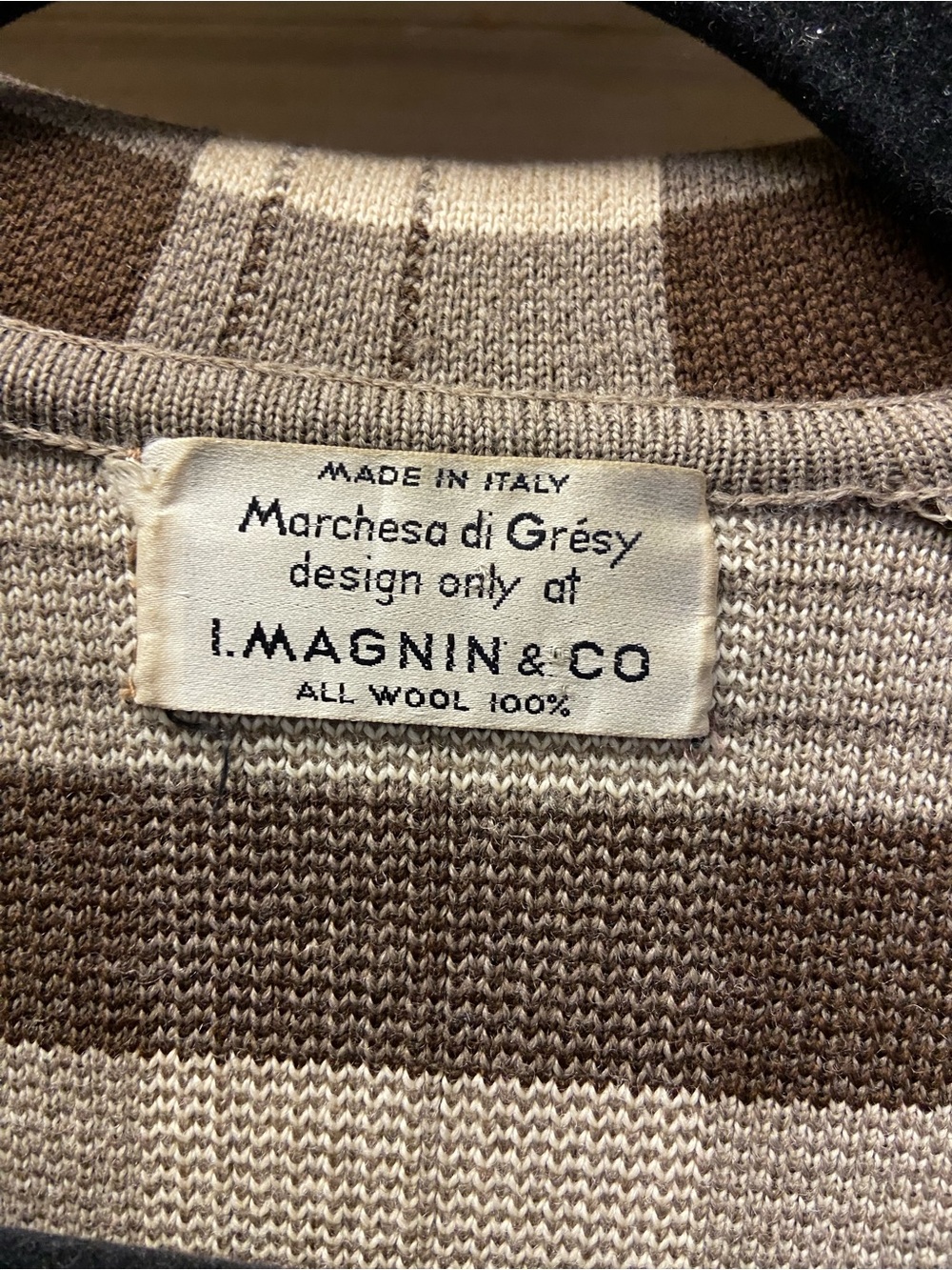 Women’s Brown and Cream Stripe Wool Sweater